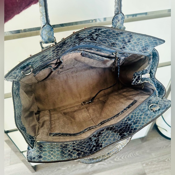 Michael Kors Metallic Blue Snake Print Tote